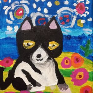 Puppy under the starry sky